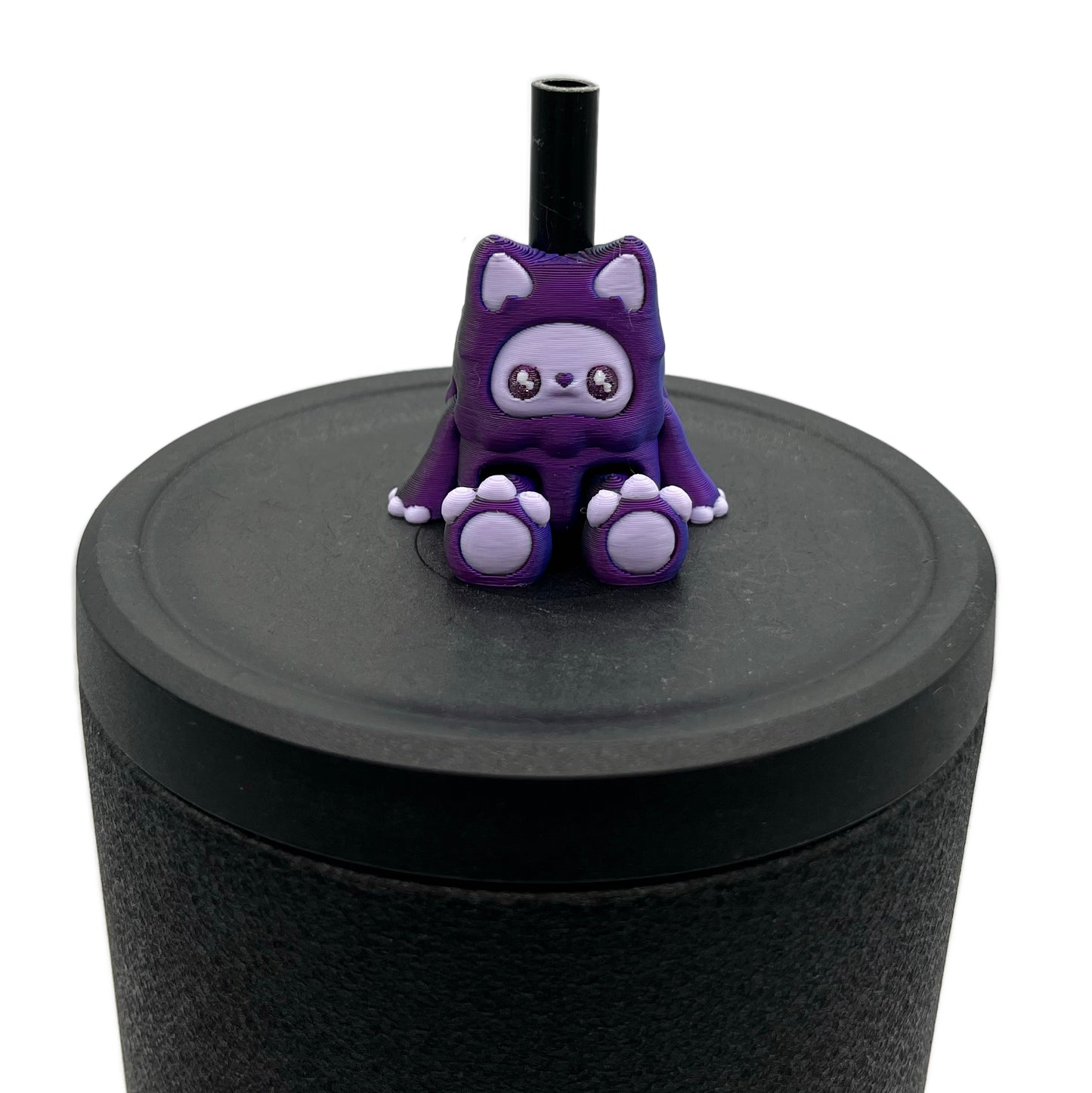 SIP SIDEKICKS - Mysterious Cryptids – Kittyfoot & Gillifoot Articulating 3D Printed Animal Figurines – Adorable 3D Printed Straw Buddy for Tumbler Cups | Collectible Cup Charm
