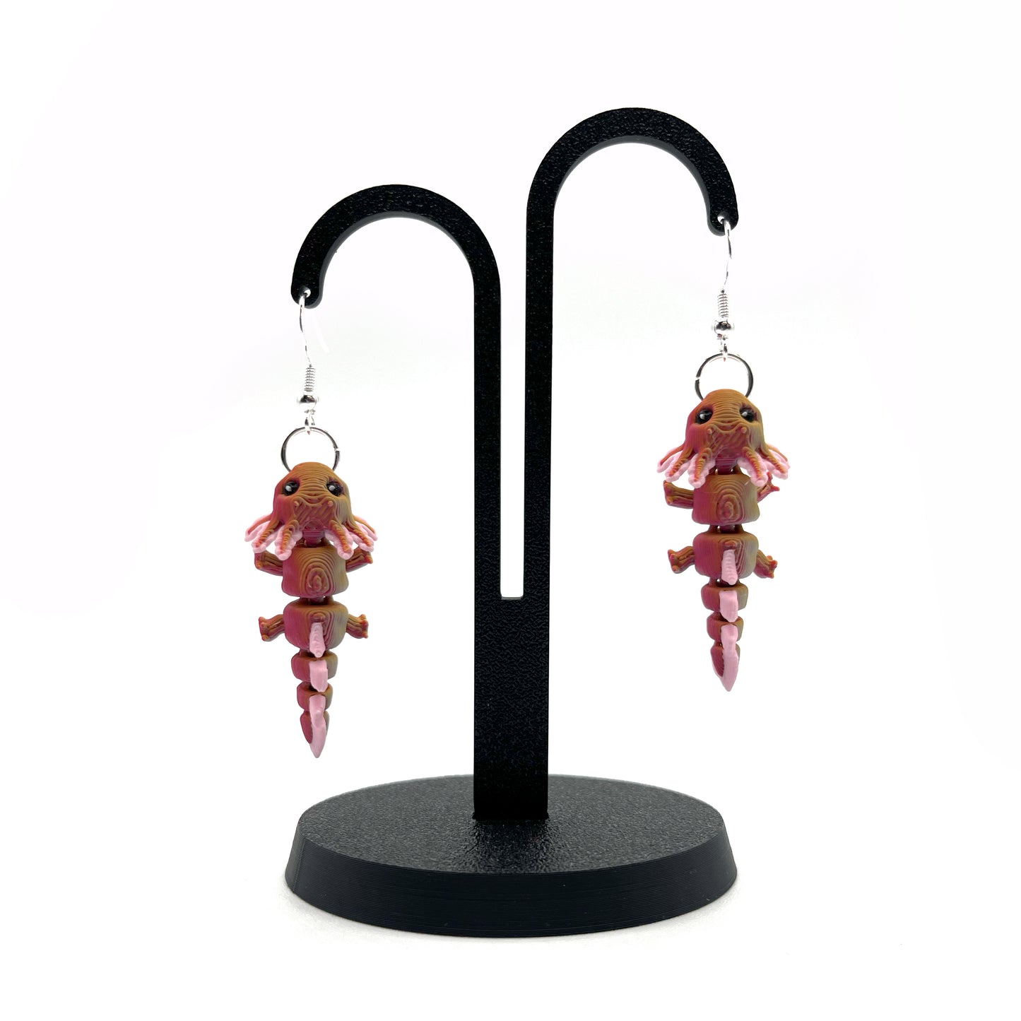 Critter Earrings – 3D Printed Animal Hook Earrings | Axolotl & Possum Jewelry | Lightweight & Hypoallergenic