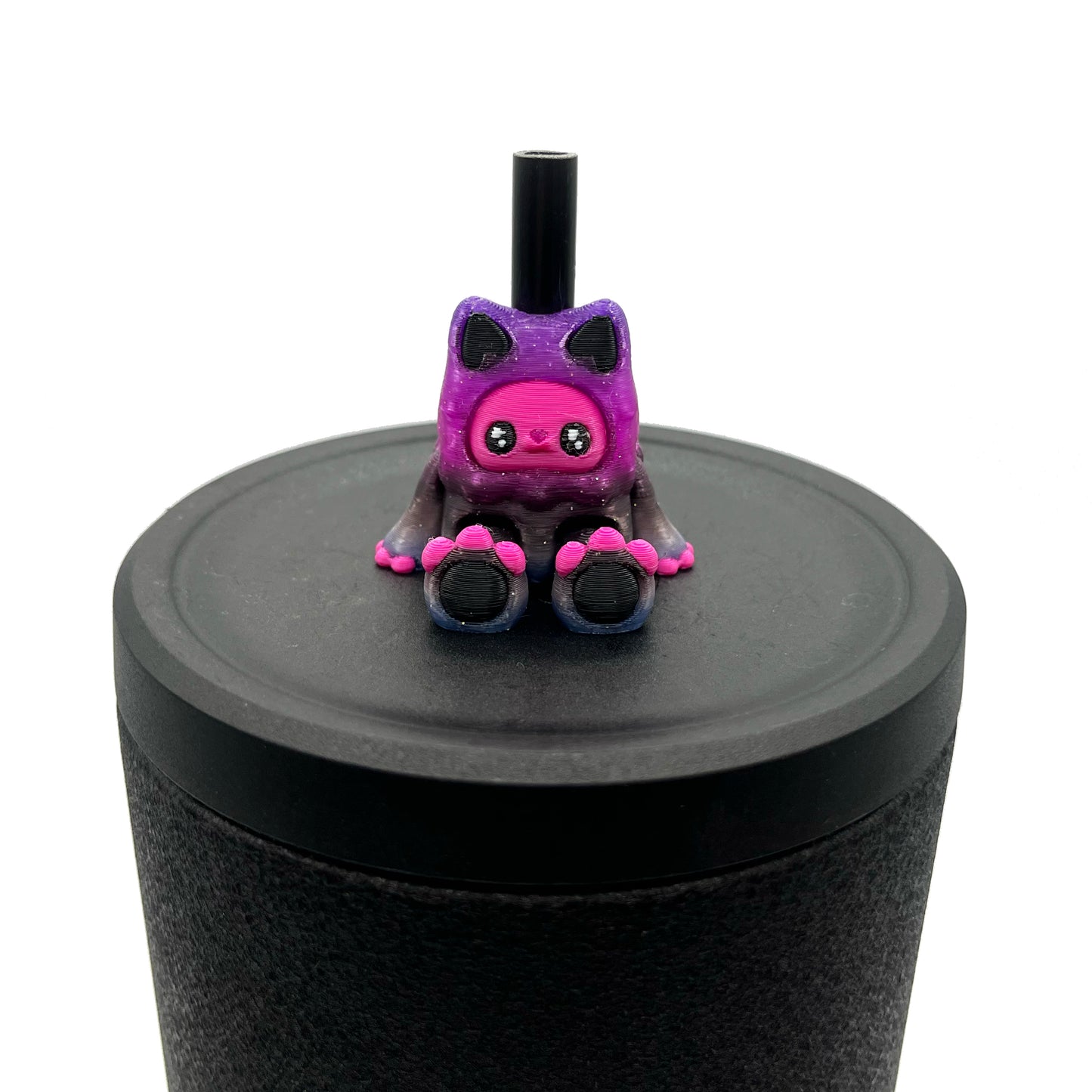SIP SIDEKICKS - Mysterious Cryptids – Kittyfoot & Gillifoot Articulating 3D Printed Animal Figurines – Adorable 3D Printed Straw Buddy for Tumbler Cups | Collectible Cup Charm