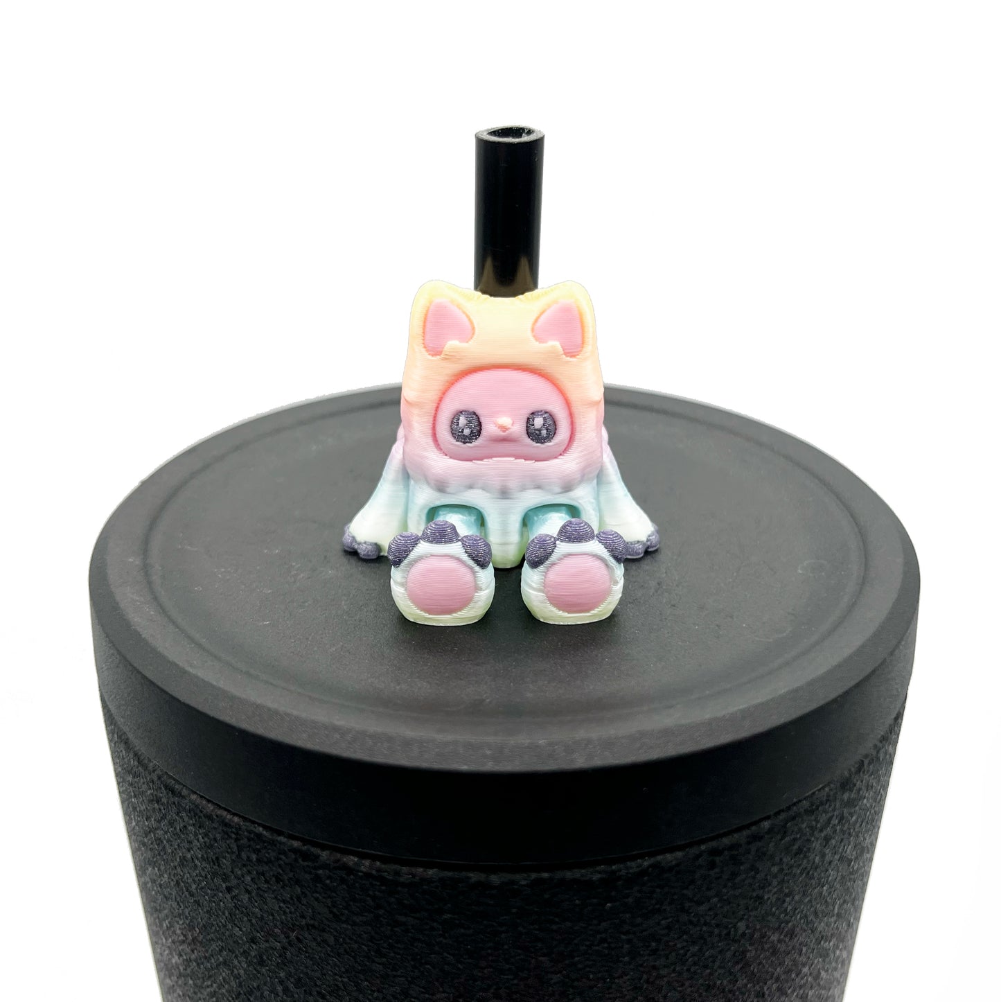 SIP SIDEKICKS - Mysterious Cryptids – Kittyfoot & Gillifoot Articulating 3D Printed Animal Figurines – Adorable 3D Printed Straw Buddy for Tumbler Cups | Collectible Cup Charm