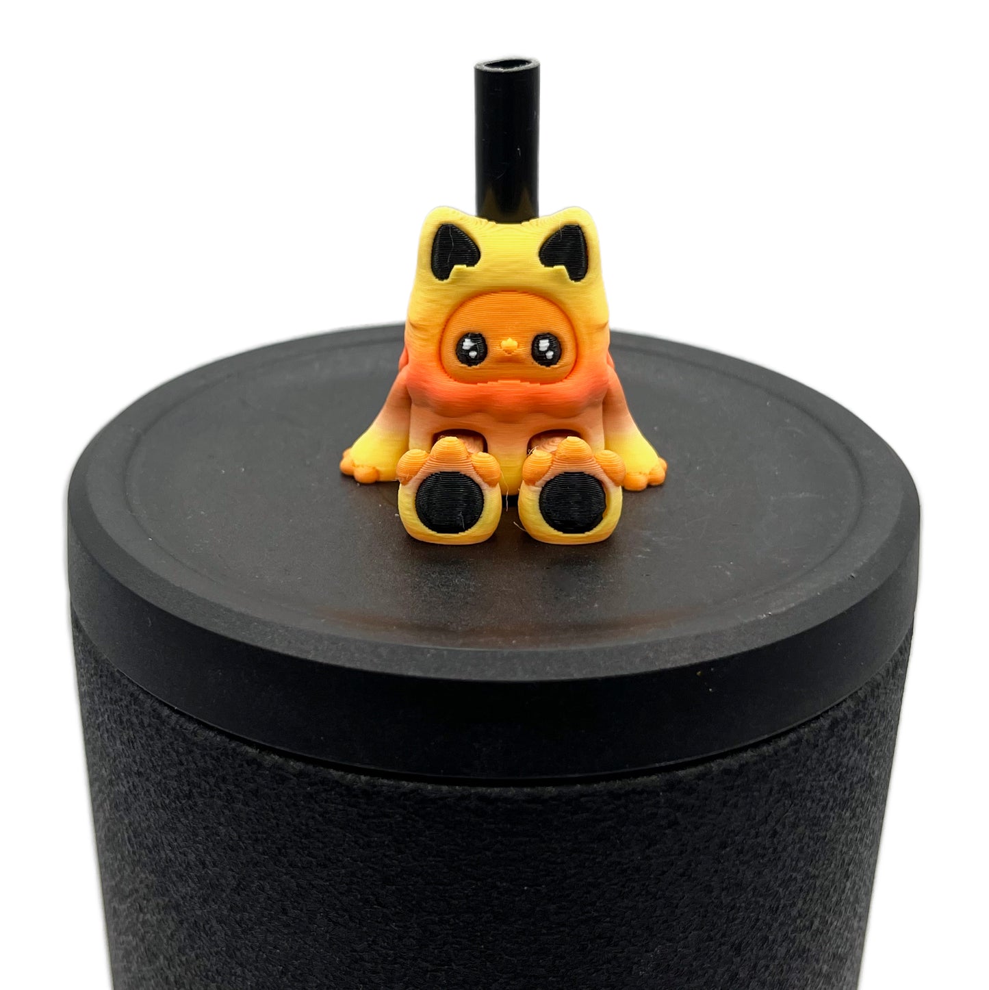 SIP SIDEKICKS - Mysterious Cryptids – Kittyfoot & Gillifoot Articulating 3D Printed Animal Figurines – Adorable 3D Printed Straw Buddy for Tumbler Cups | Collectible Cup Charm