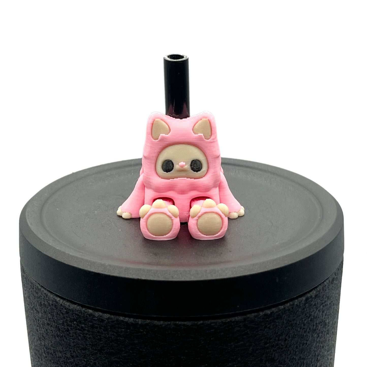 SIP SIDEKICKS - Mysterious Cryptids – Kittyfoot & Gillifoot Articulating 3D Printed Animal Figurines – Adorable 3D Printed Straw Buddy for Tumbler Cups | Collectible Cup Charm