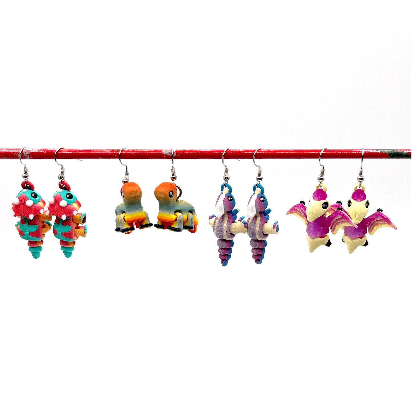 Tiny Dino Earrings - Lightweight 3D Printed Dinosaur Earrings I Cute Prehistoric Accessories