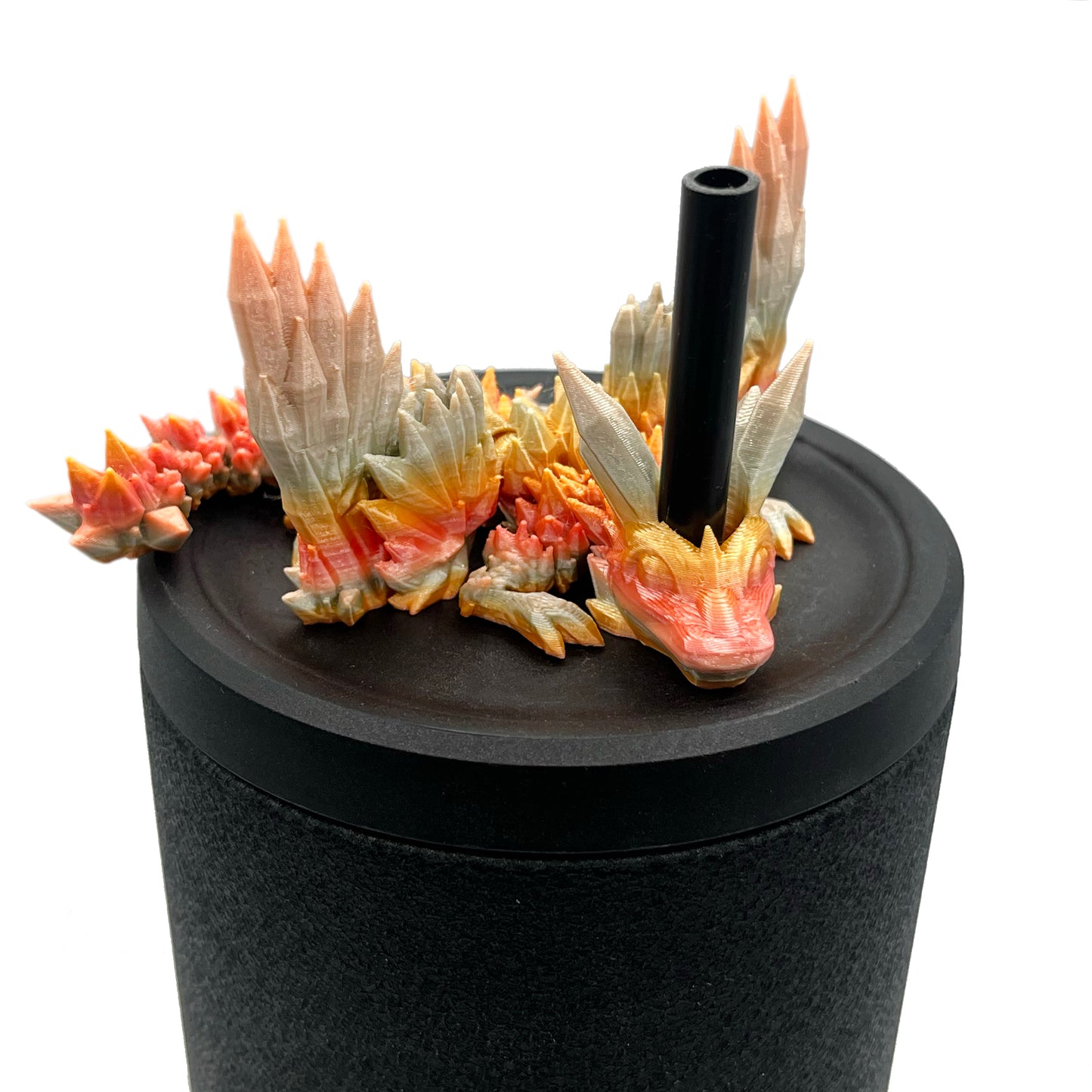 Baby Dragon Sip Sidekicks – 3D Printed Straw Buddy Accessories | Fantasy Dragon Drink Charms