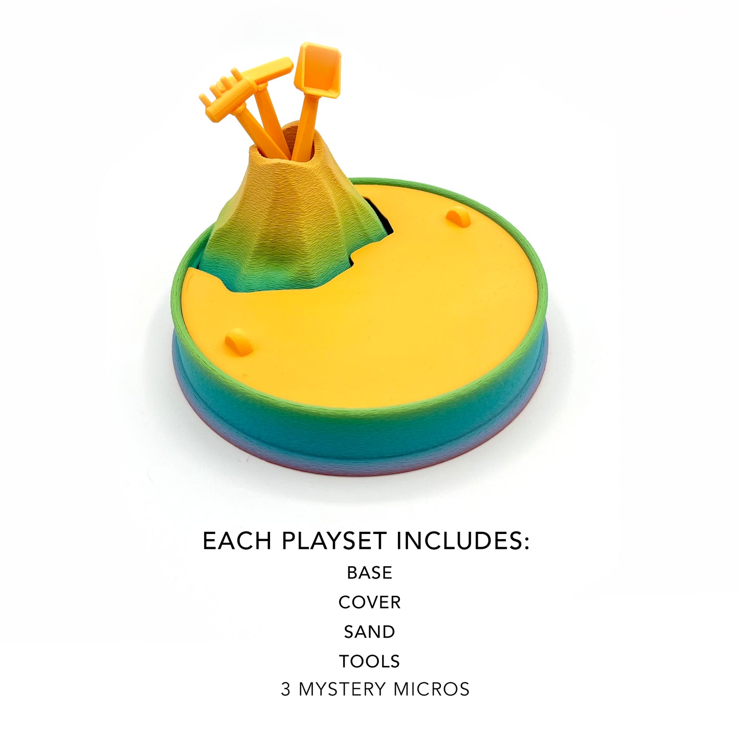 Dino Volcano Zen Garden – 3D Printed Play Set with Sand Tools & Large Dinosaur Figure | Desk Decor & Fidget Gift