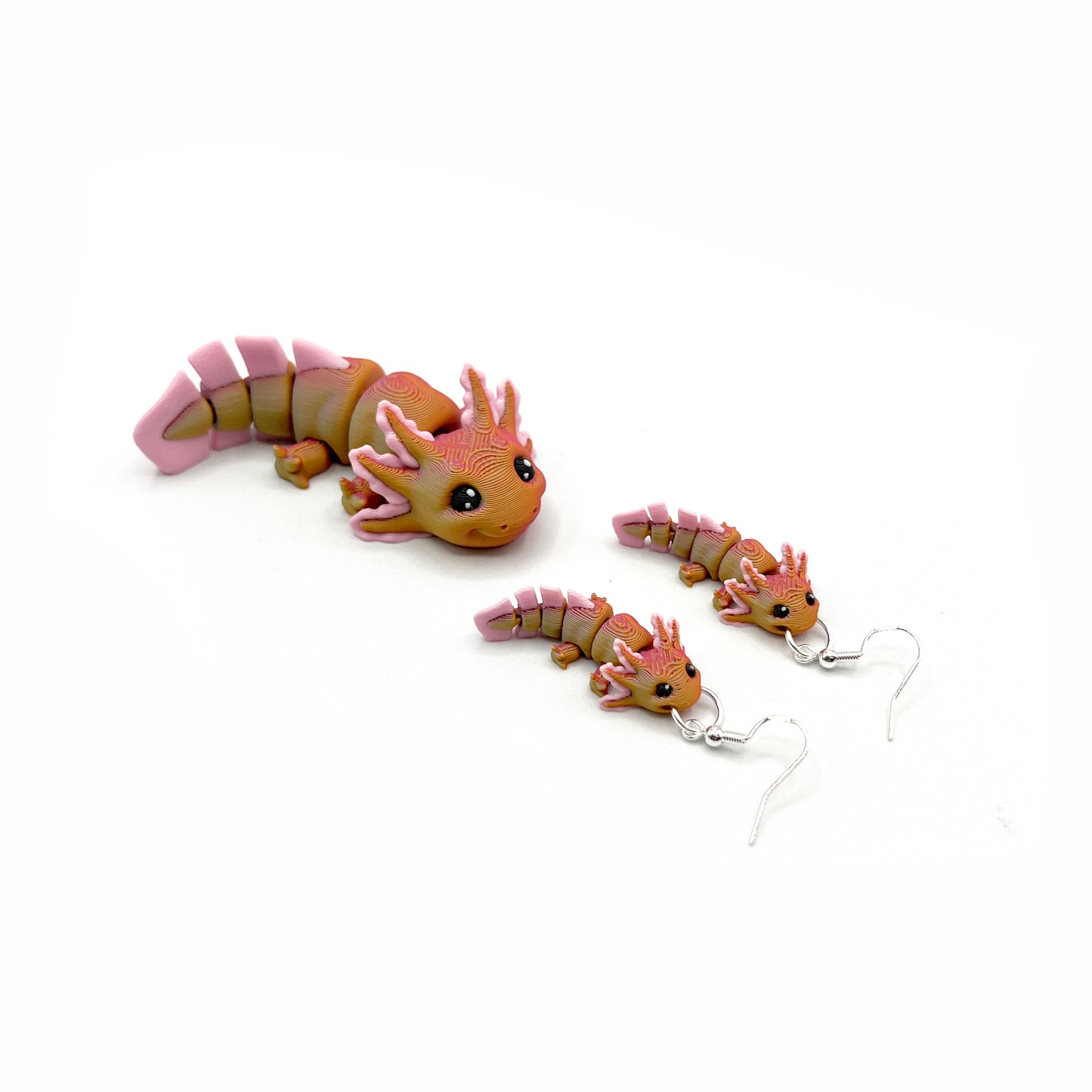 Critter Earrings – 3D Printed Animal Hook Earrings | Axolotl & Possum Jewelry | Lightweight & Hypoallergenic