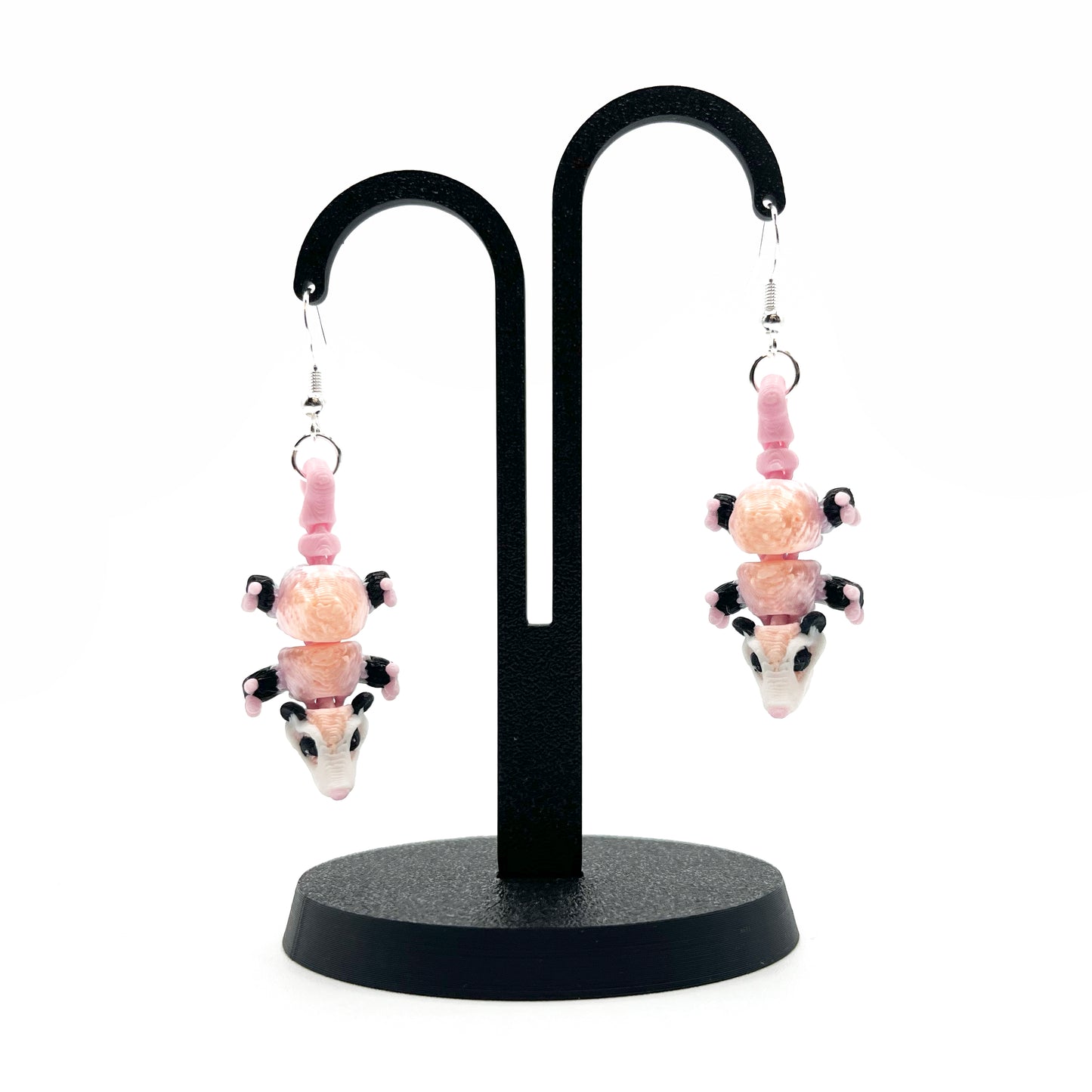 Critter Earrings – 3D Printed Animal Hook Earrings | Axolotl & Possum Jewelry | Lightweight & Hypoallergenic