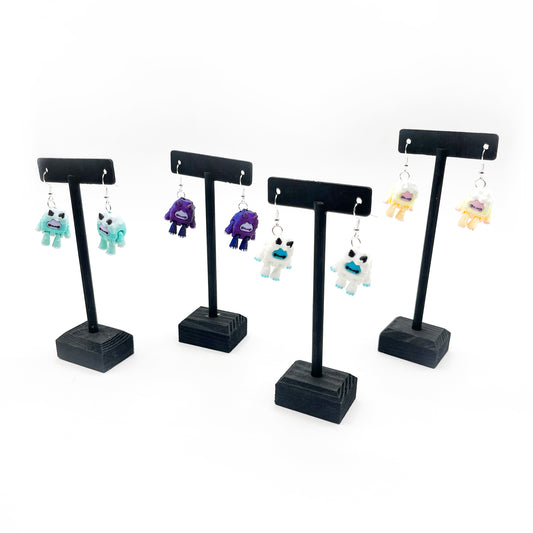 Flurryfoot & Bigfoot Earrings/Necklaces – Cute 3D Printed Cryptid Jewelry | Lightweight Earrings for Monster Lovers