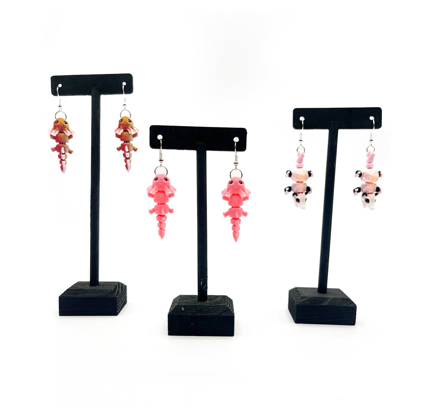 Critter Earrings – 3D Printed Animal Hook Earrings | Axolotl & Possum Jewelry | Lightweight & Hypoallergenic