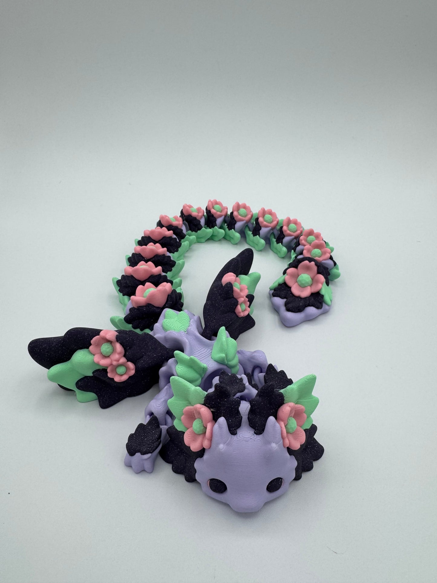 Kosha Kawaii Floral Dragon Gift For Her Fidget Toy Layer In Green Axolotl Dragon Desk Buddy