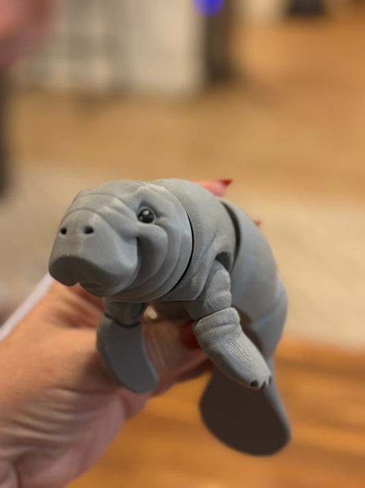 9 Inch 3d Printed Manatee - Articulating Plastic Figurine super cute