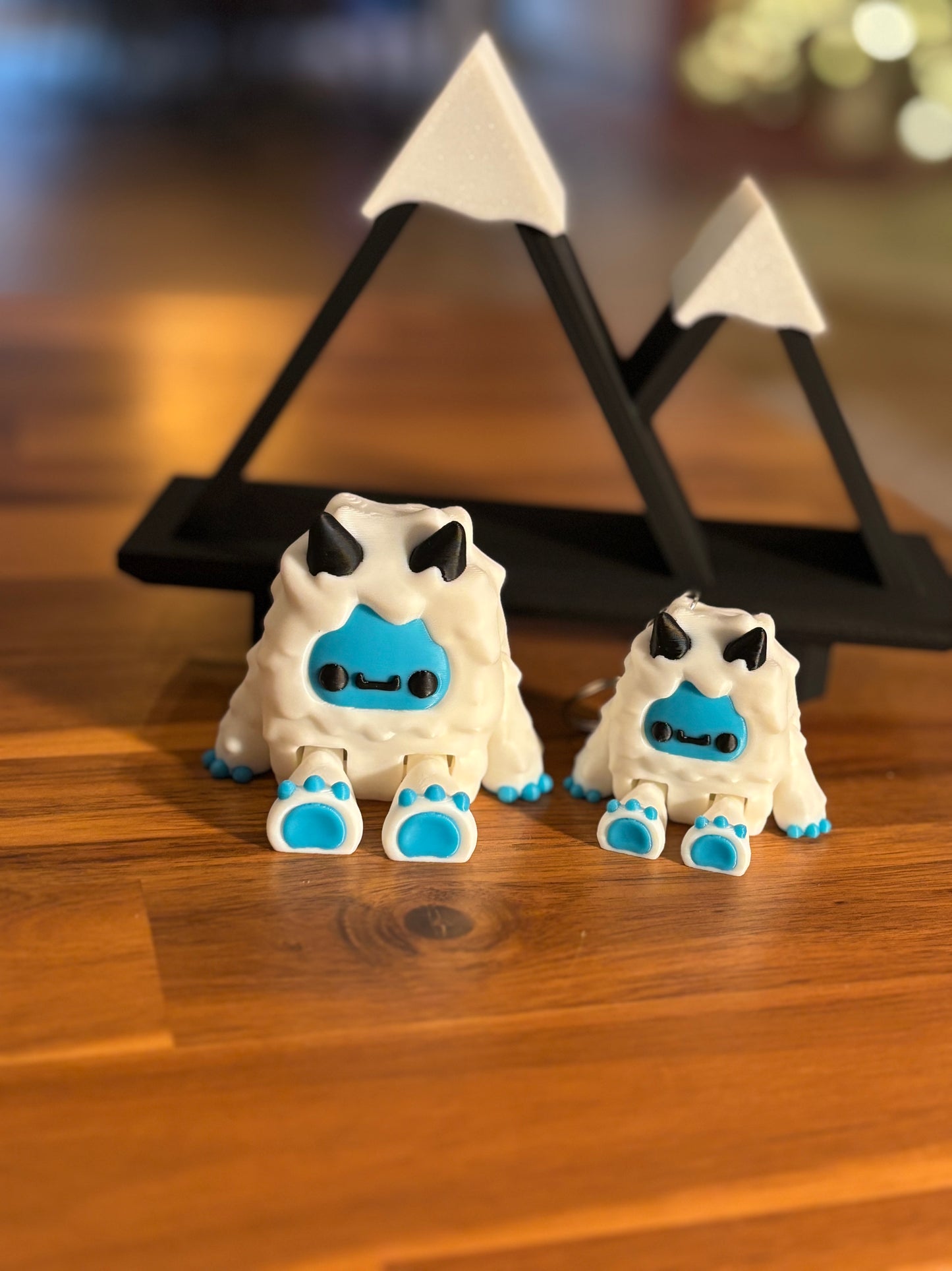 3d Printed Yeti figure and keychain option with mountain shelf option. super cute Realistic