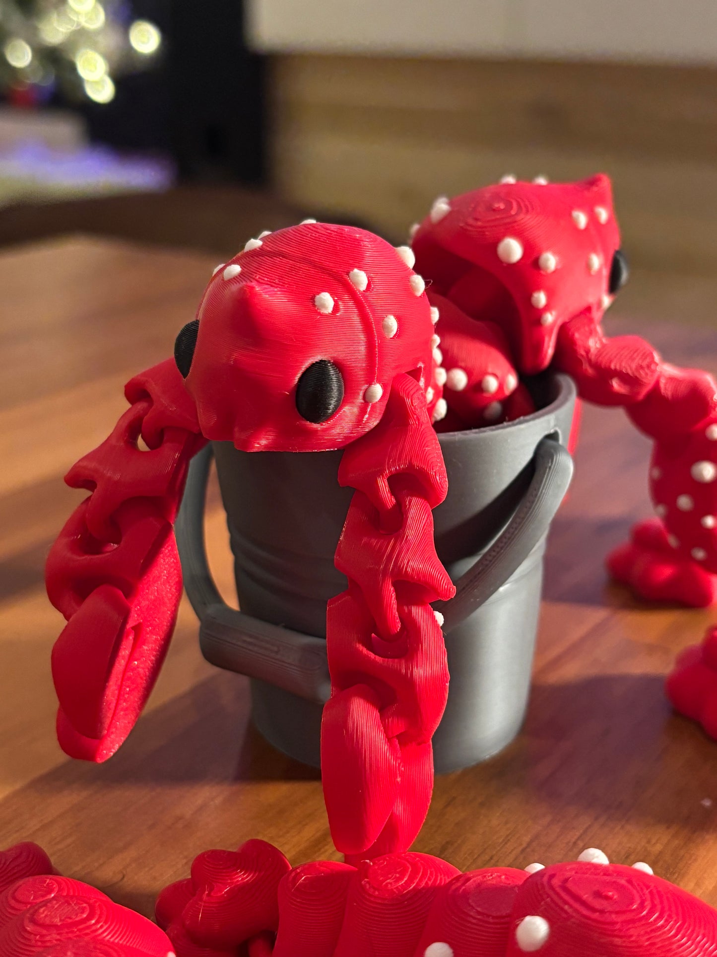 3d printed articulated Lobster with option for bucket figure super cute Realistic