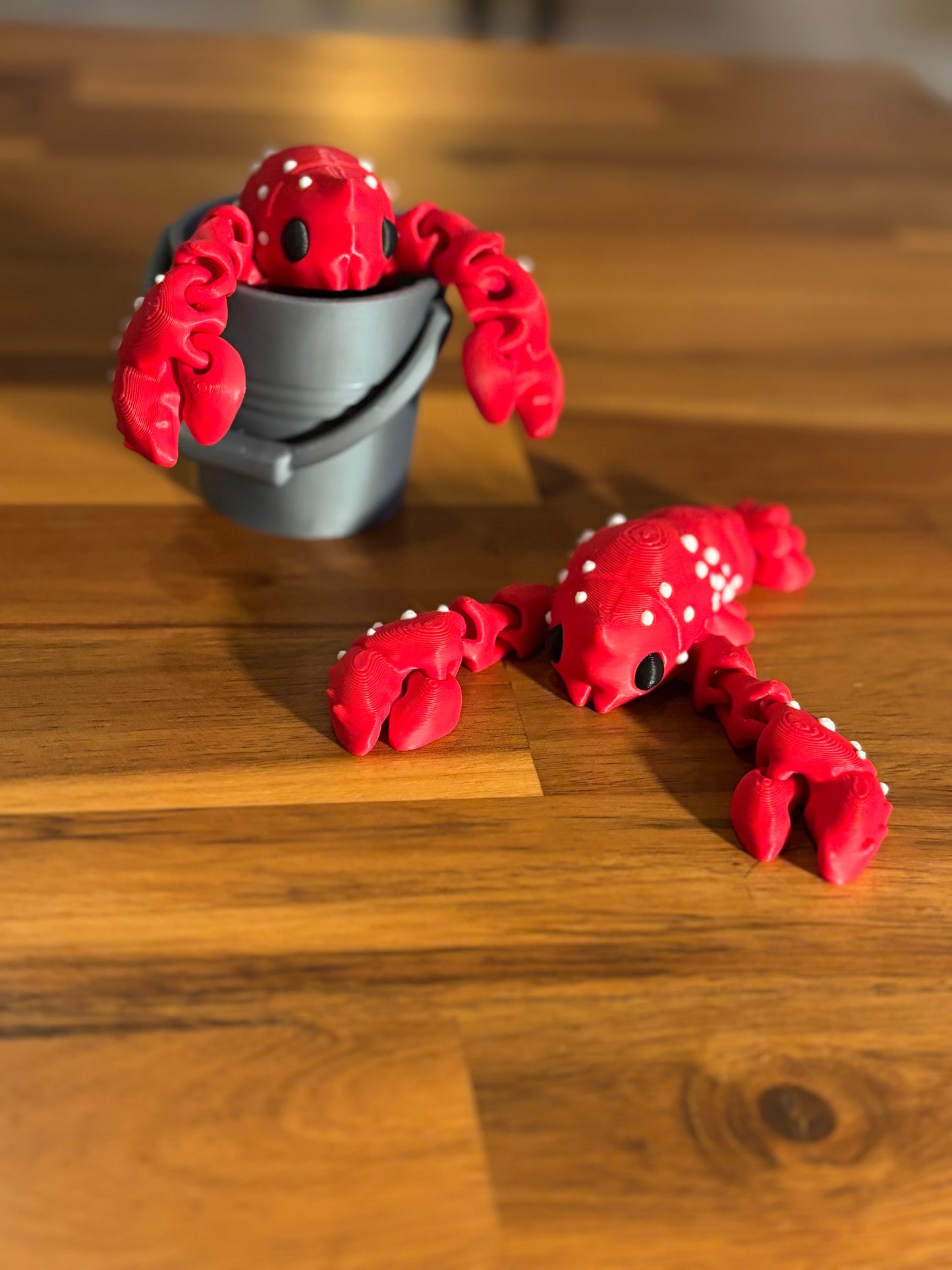 3d printed articulated Lobster with option for bucket figure super cute Realistic