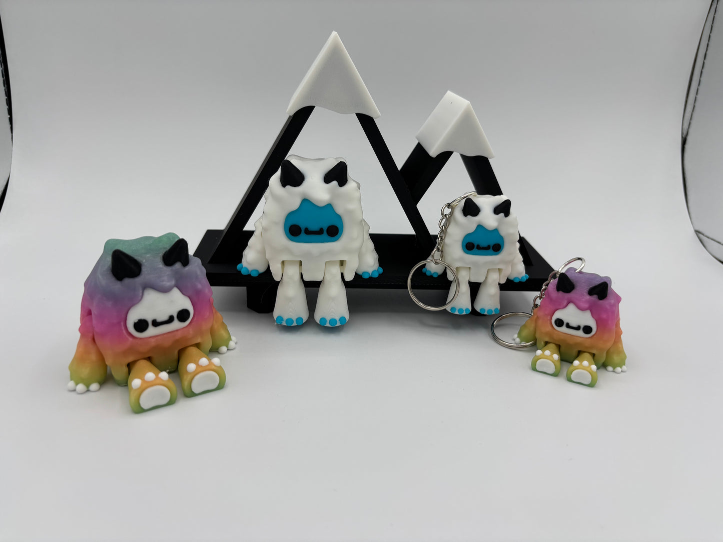 3d Printed Yeti figure and keychain option with mountain shelf option. super cute Realistic