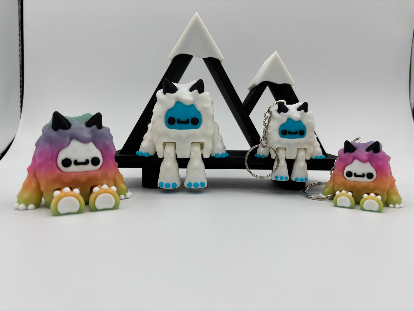 3d Printed Yeti figure and keychain option with mountain shelf option. super cute Realistic