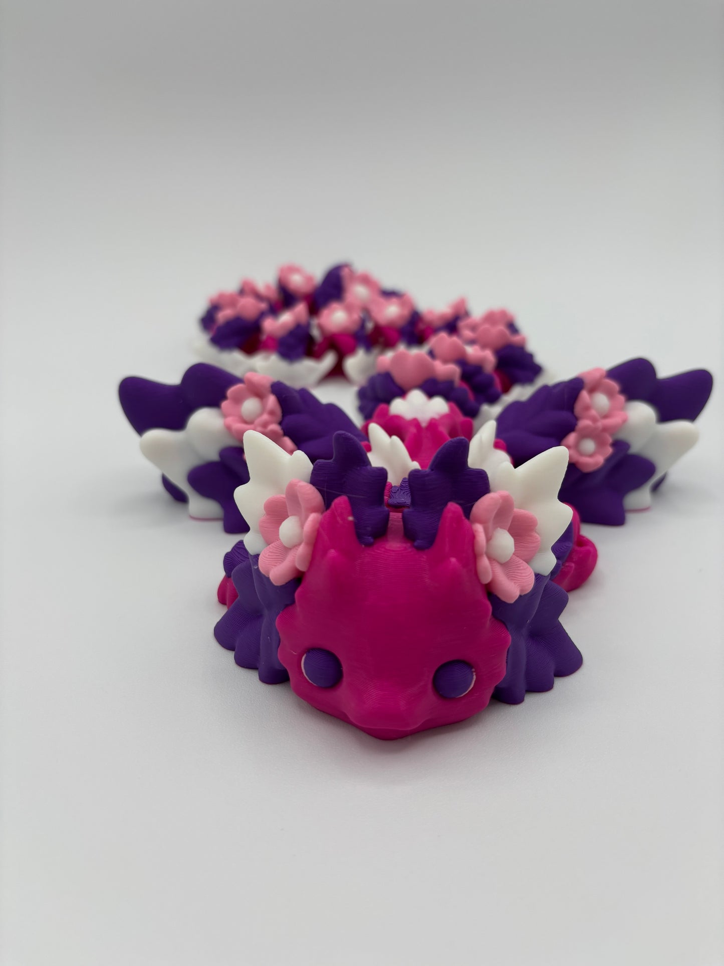 Kosha Kawaii Floral Dragon Gift For Her Fidget Toy Layer In Green Axolotl Dragon Desk Buddy