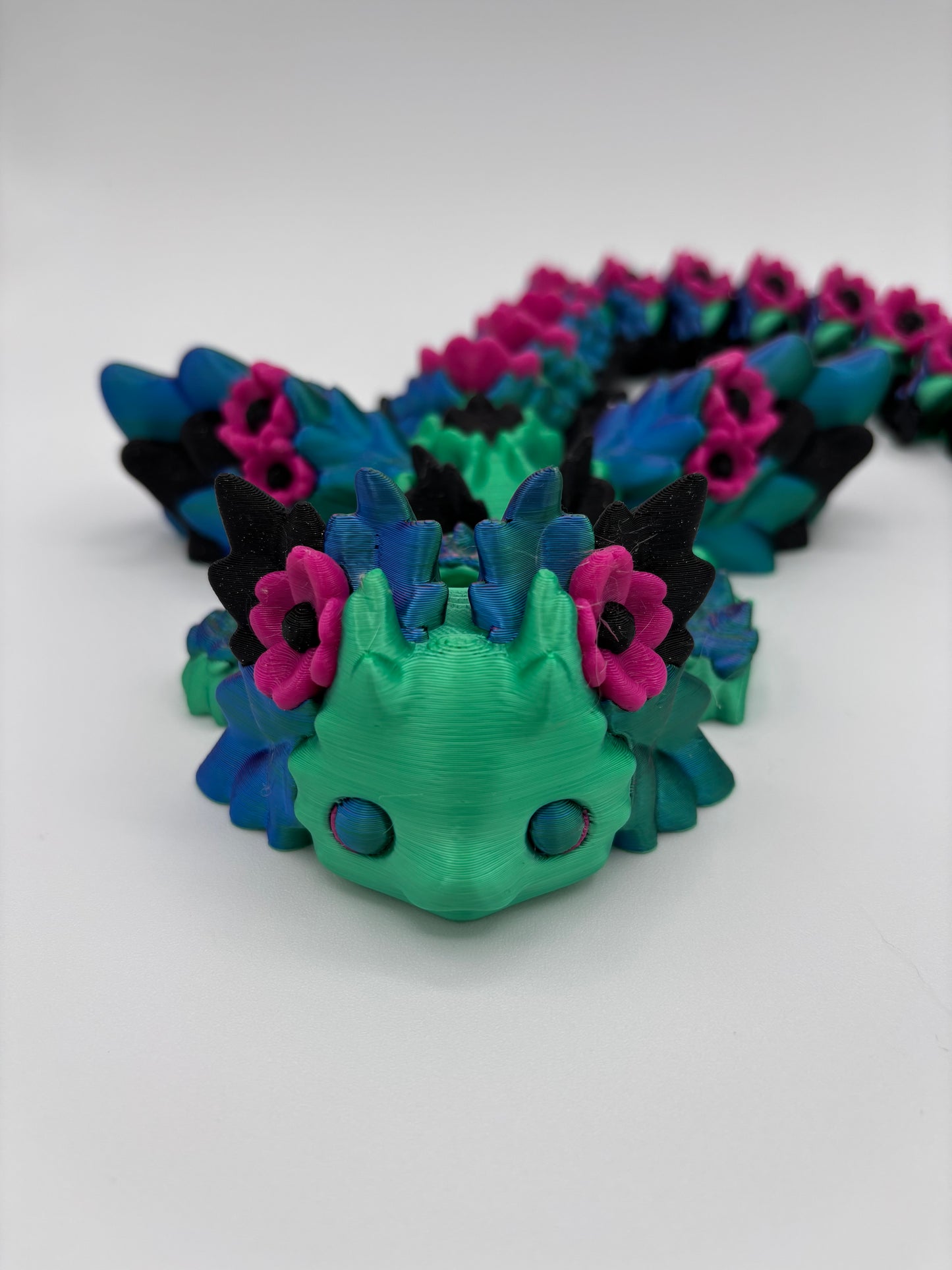 Kosha Kawaii Floral Dragon Gift For Her Fidget Toy Layer In Green Axolotl Dragon Desk Buddy