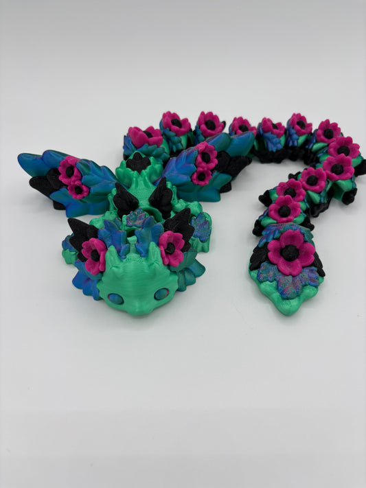 Kosha Kawaii Floral Dragon Gift For Her Fidget Toy Layer In Green Axolotl Dragon Desk Buddy