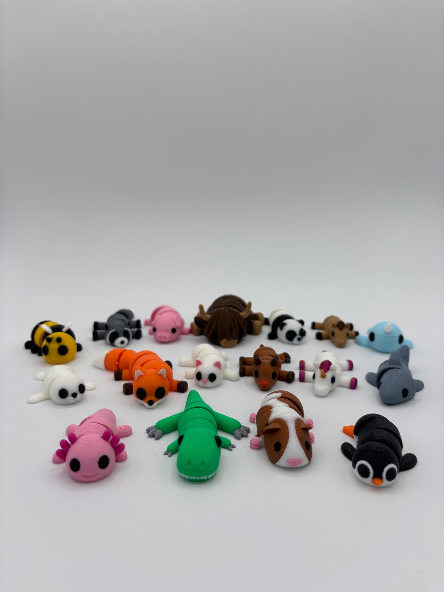 A Dozen Cuddly Critters 3d Printed Articulating Pocket Pets in various size options