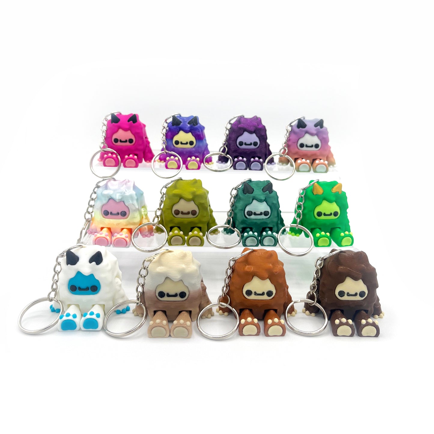 Flurryfoot & Bigfoot KEYCHAINS – Clip-On Backpack Buddies – 3D Printed Charms