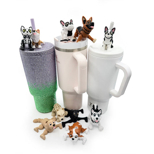 Paw Pals Sip Sidekicks – Adorable Dog and Cat Straw Buddy for Your Tumbler