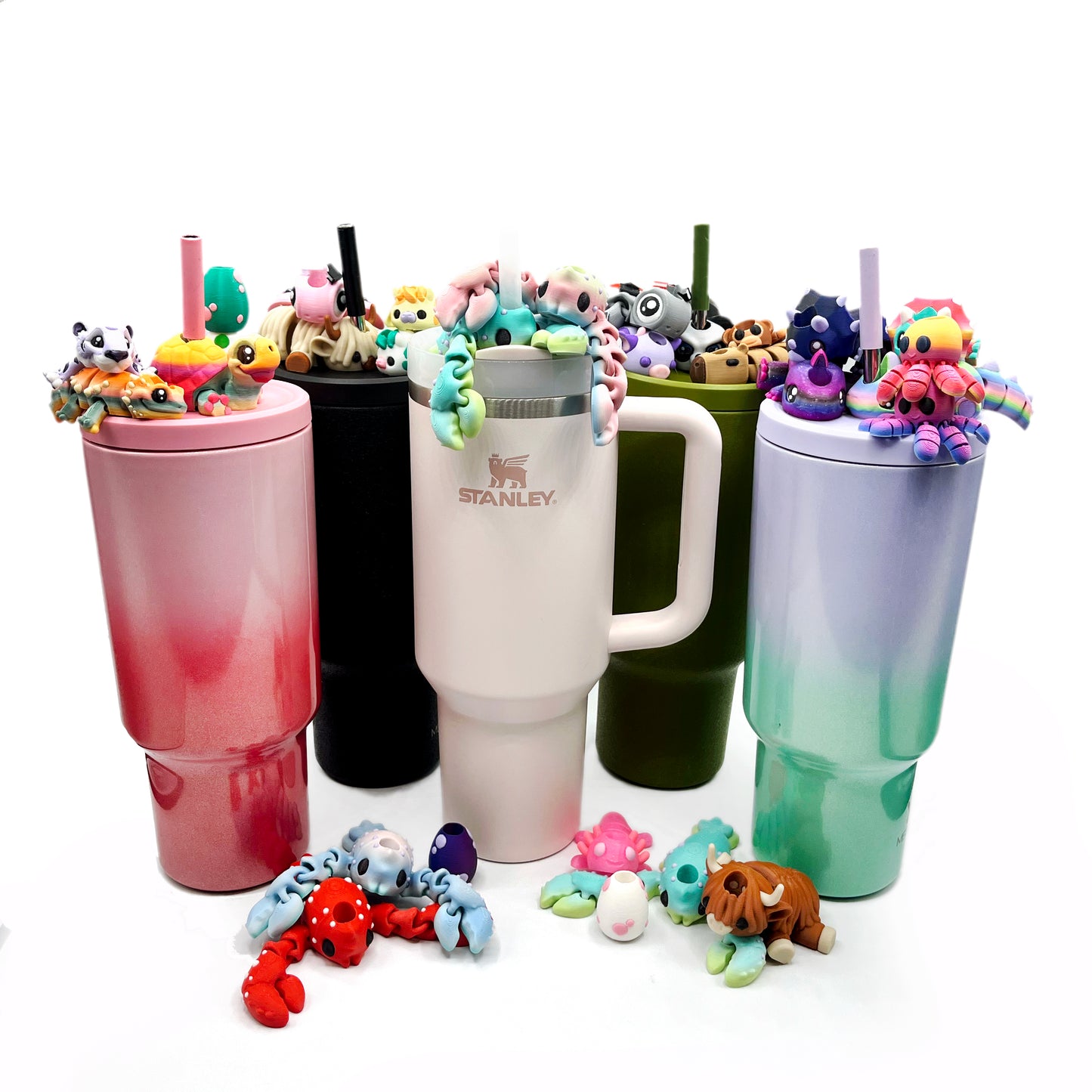 Sip Sidekicks - Articulating 3D Printed Animal Figurines – Pocket-Sized Drinkware Collectibles – Adorable 3D Printed Straw Buddy for Tumbler Cups | Collectible Cup Charm
