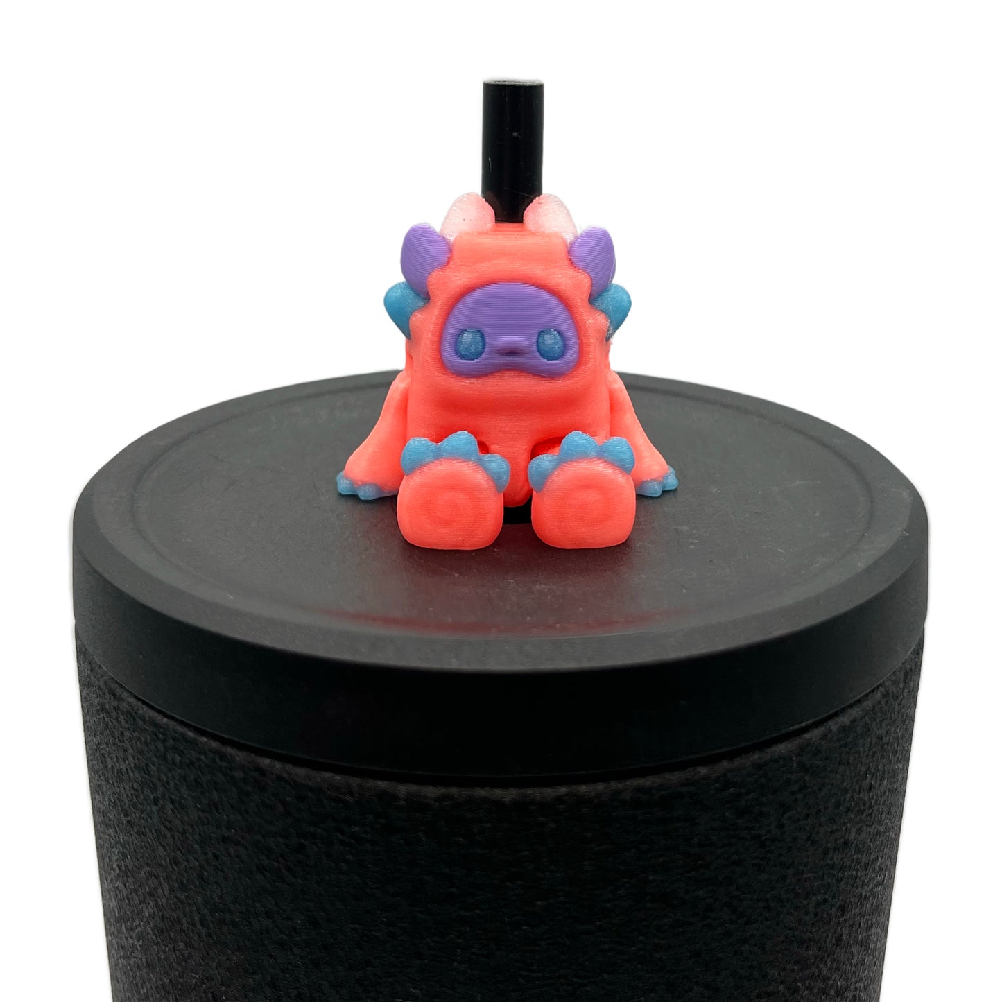 SIP SIDEKICKS - Mysterious Cryptids – Kittyfoot & Gillifoot Articulating 3D Printed Animal Figurines  – Adorable 3D Printed Straw Buddy for Tumbler Cups | Collectible Cup Charm