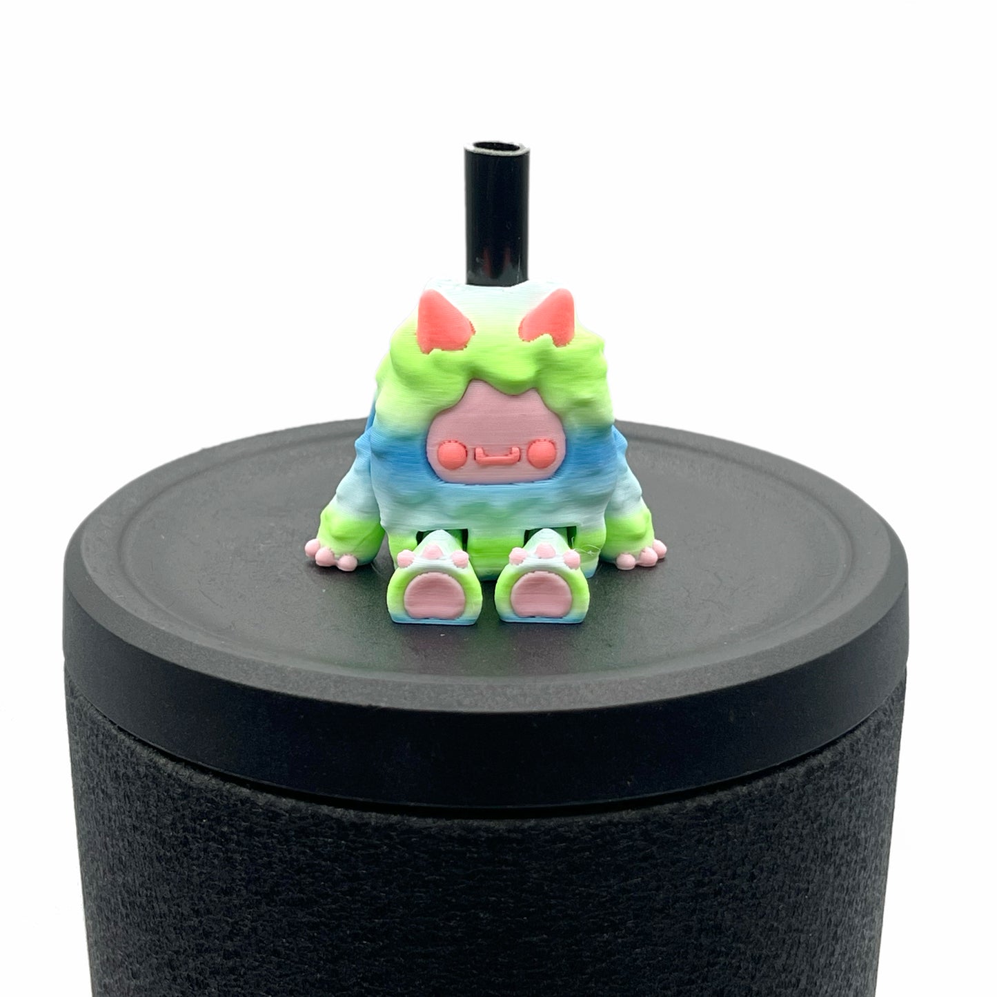 SIP SIDEKICKS - Flurryfoot & Bigfoot - Articulating 3D Printed Animal Figurines  – Adorable 3D Printed Straw Buddy for Tumbler Cups | Collectible Cup Charm