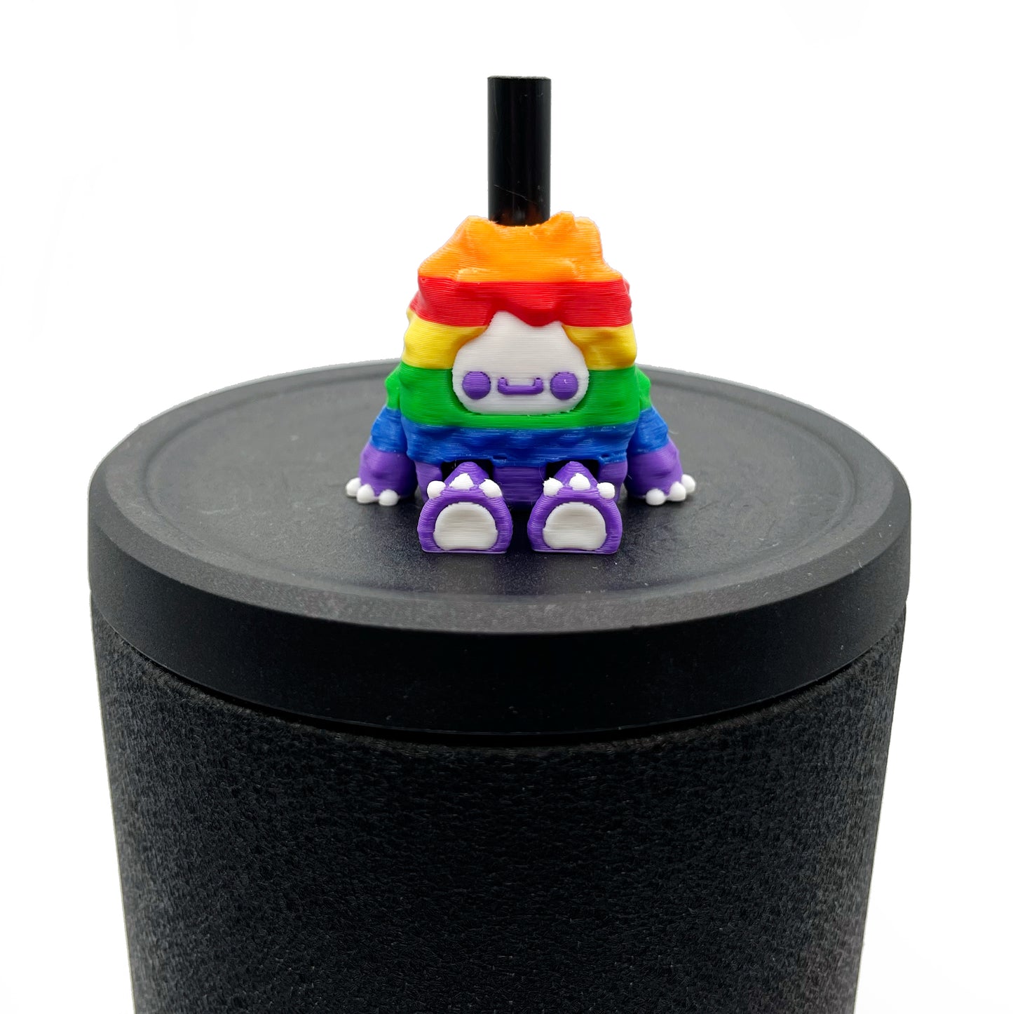 SIP SIDEKICKS - Flurryfoot & Bigfoot - Articulating 3D Printed Animal Figurines  – Adorable 3D Printed Straw Buddy for Tumbler Cups | Collectible Cup Charm