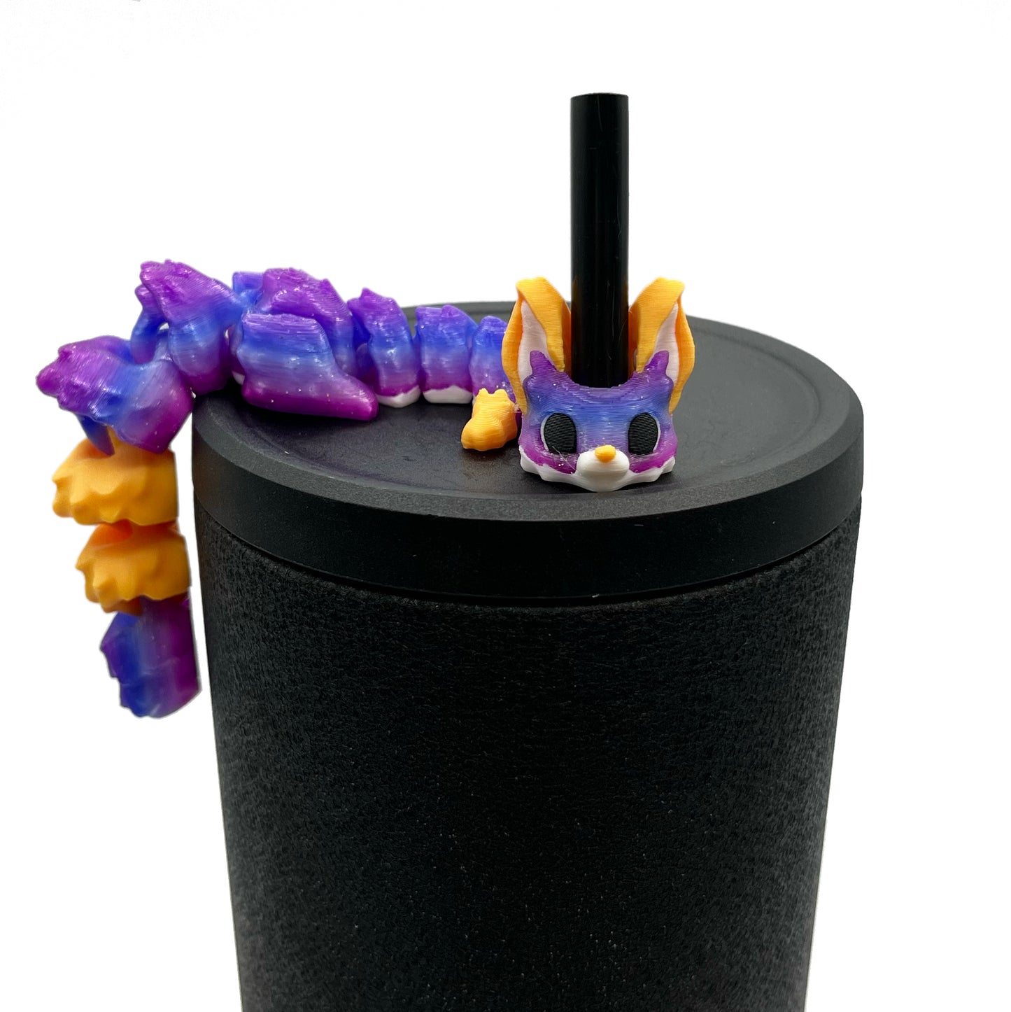 Sip Sidekicks - Articulating 3D Printed Animal Figurines – Pocket-Sized Drinkware Collectibles – Adorable 3D Printed Straw Buddy for Tumbler Cups | Collectible Cup Charm