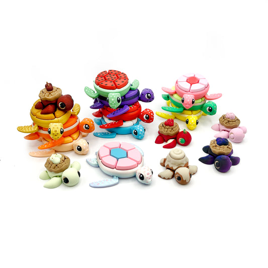 Turtle Fruit Fidget Clicker Keychain Sensory Toy - Autism, ADHD, Stress, Anxiety Relief