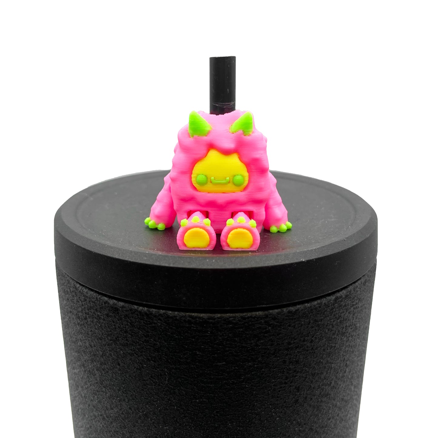 SIP SIDEKICKS - Flurryfoot & Bigfoot - Articulating 3D Printed Animal Figurines  – Adorable 3D Printed Straw Buddy for Tumbler Cups | Collectible Cup Charm