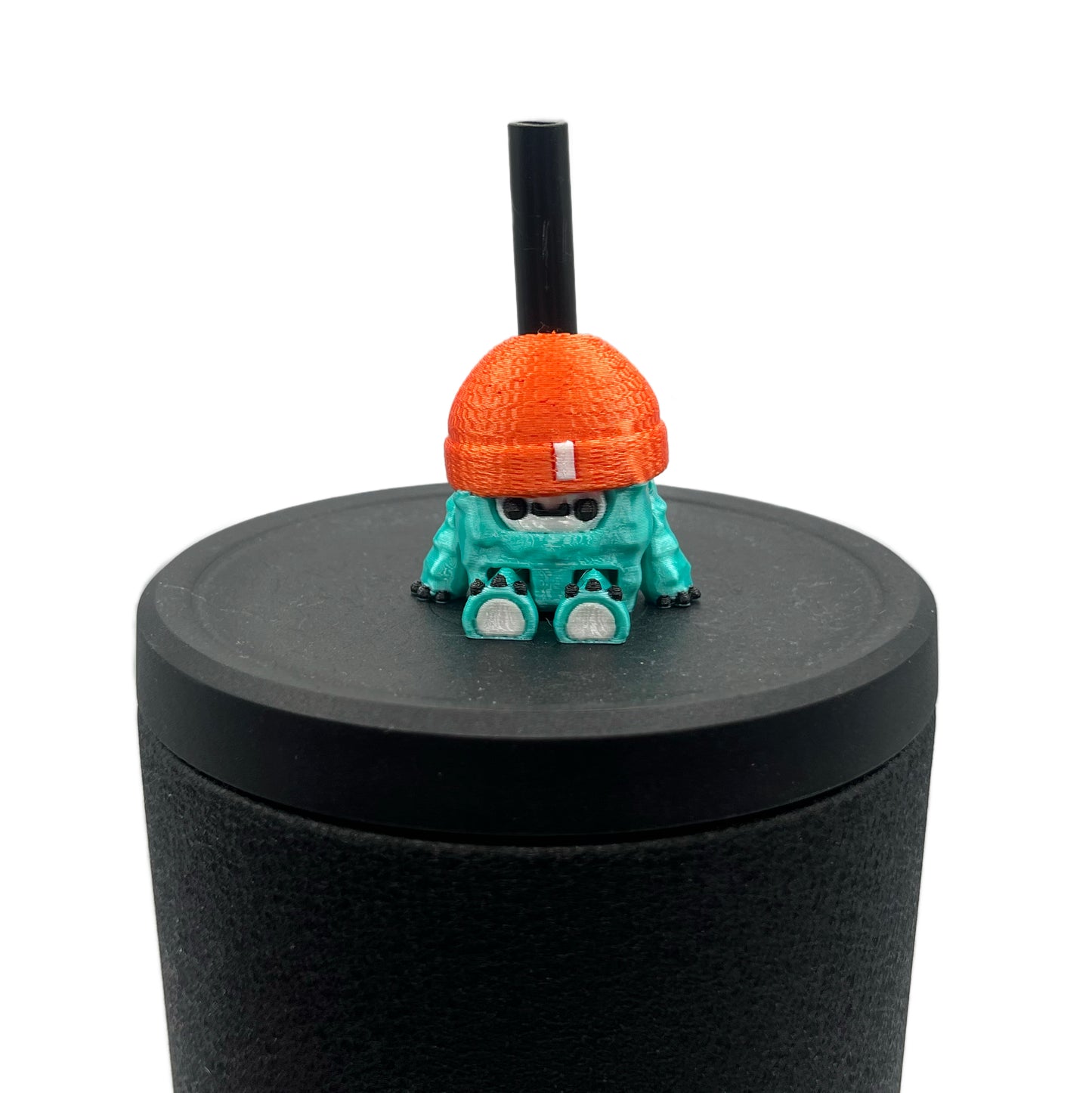 SIP SIDEKICKS - Flurryfoot & Bigfoot - Articulating 3D Printed Animal Figurines  – Adorable 3D Printed Straw Buddy for Tumbler Cups | Collectible Cup Charm