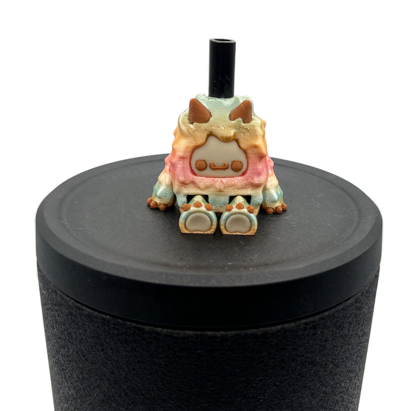 SIP SIDEKICKS - Flurryfoot & Bigfoot - Articulating 3D Printed Animal Figurines  – Adorable 3D Printed Straw Buddy for Tumbler Cups | Collectible Cup Charm